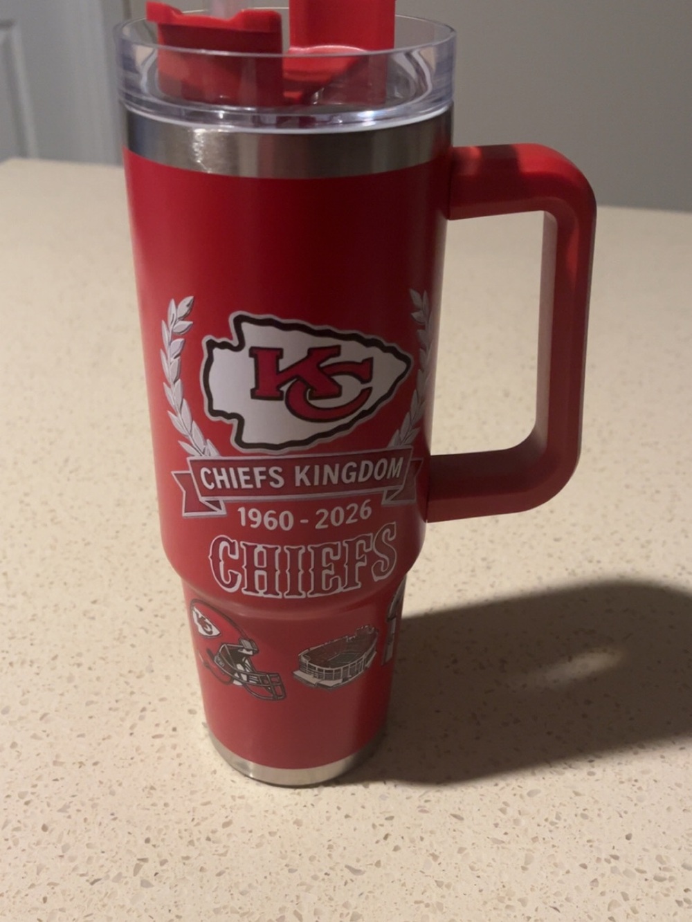 Kansas City Chiefs Red Travel Tumbler with Handle